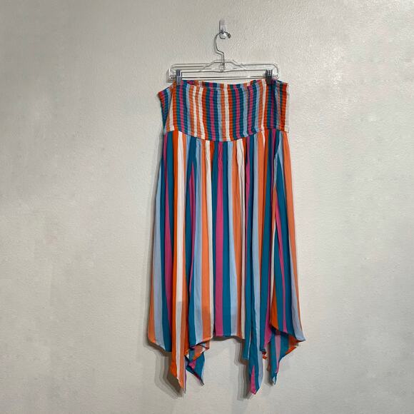 Torrid Multicolor Striped Gauze Midi Strapless Dress Sz 2 - Picture 10 of 14